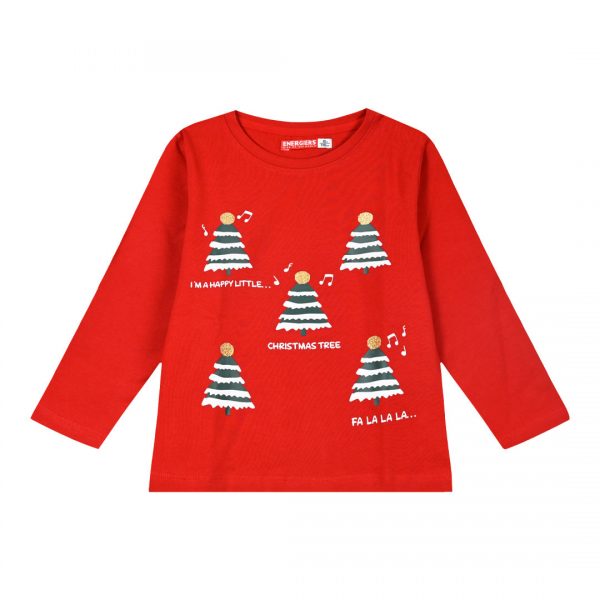 Christmas jersey shirt with print for girls