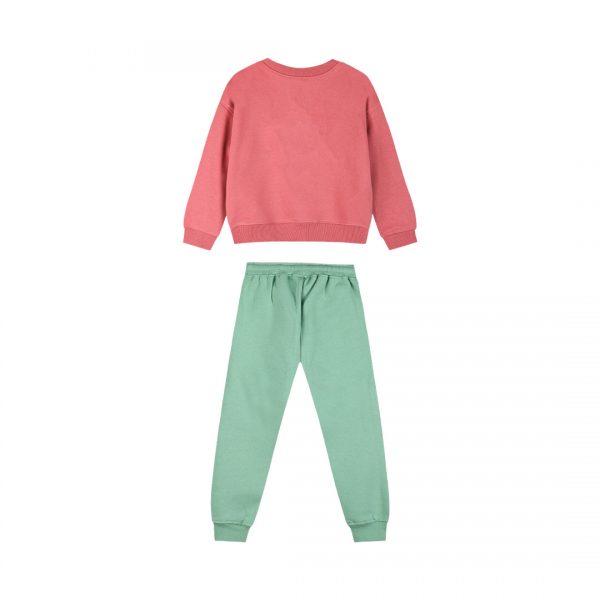 Fleece tracksuit set with embroidery for girls