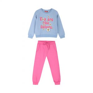 Fleece tracksuit set with print for girls