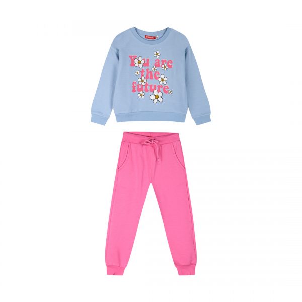 Fleece tracksuit set with print for girls