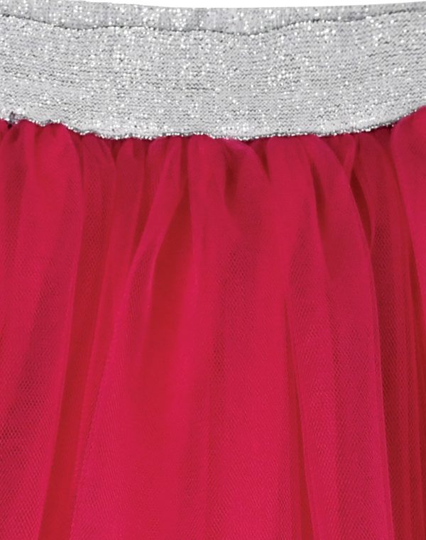 Μονόχρωμη φούστα με τούλι και ασημί λάστιχο για κορίτσι