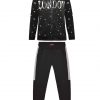 Fleece 2 piece set tracksuit with embosed print for girls