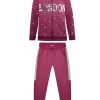 Fleece 2 piece set tracksuit with embosed print for girls