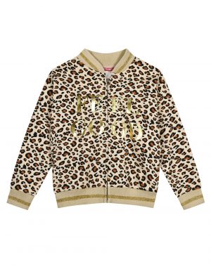 Girl΄s fleece jacket with leopard animal print