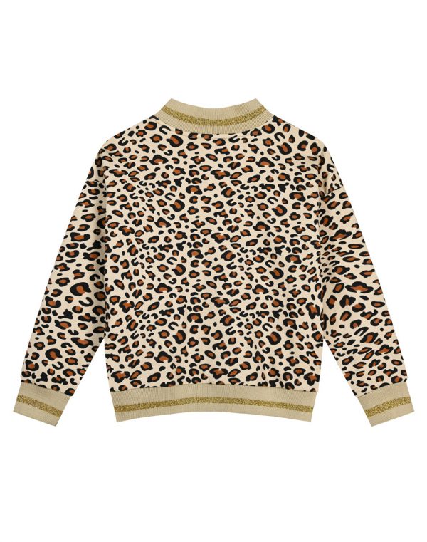 Girl΄s fleece jacket with leopard animal print