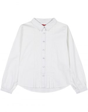 Girl΄s poplin shirt with decorative sewn pleating