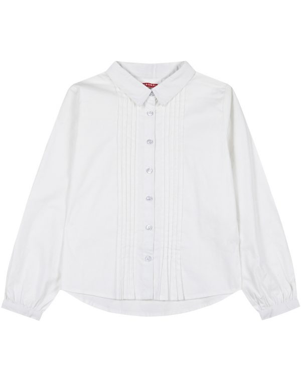 Girl΄s poplin shirt with decorative sewn pleating