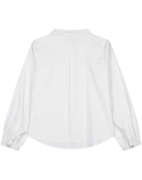 Girl΄s poplin shirt with decorative sewn pleating