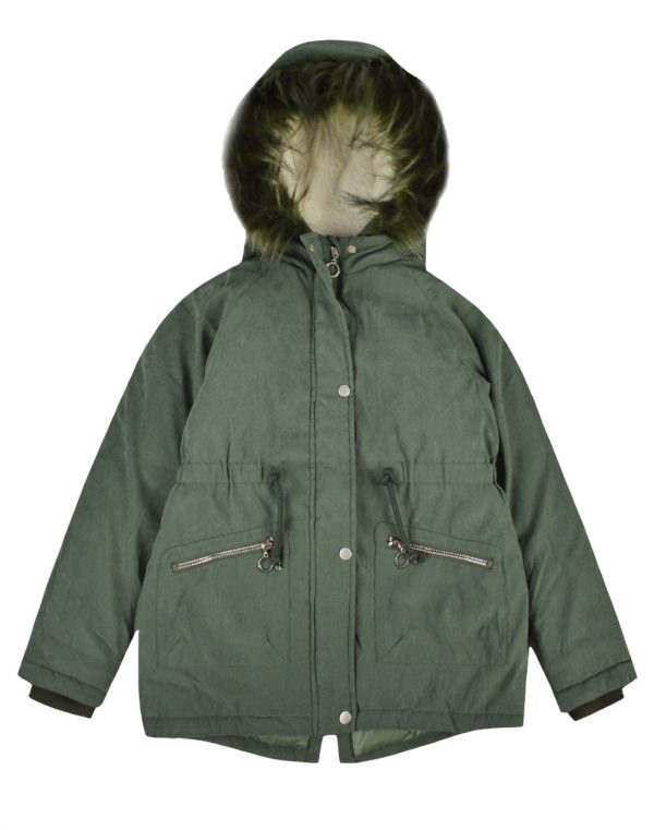 Girl΄s parka with fur trimmed hood