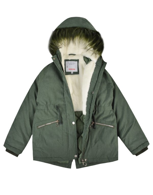 Girl΄s parka with fur trimmed hood