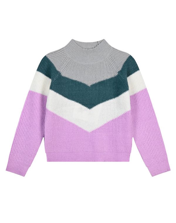 Girl΄s colourful knit turtleneck pullover