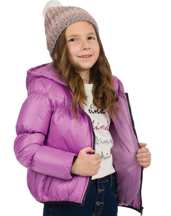 Girl΄s short puffer jacket with hood