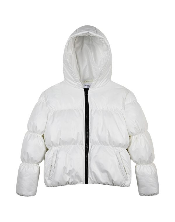 Girl΄s short puffer jacket with hood