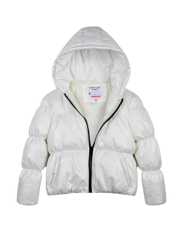 Girl΄s short puffer jacket with hood