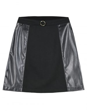 Girl΄s skirt with imitation leather panelling