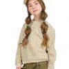 Girl΄s all over print fleece off-shoulder blouse with embroidery