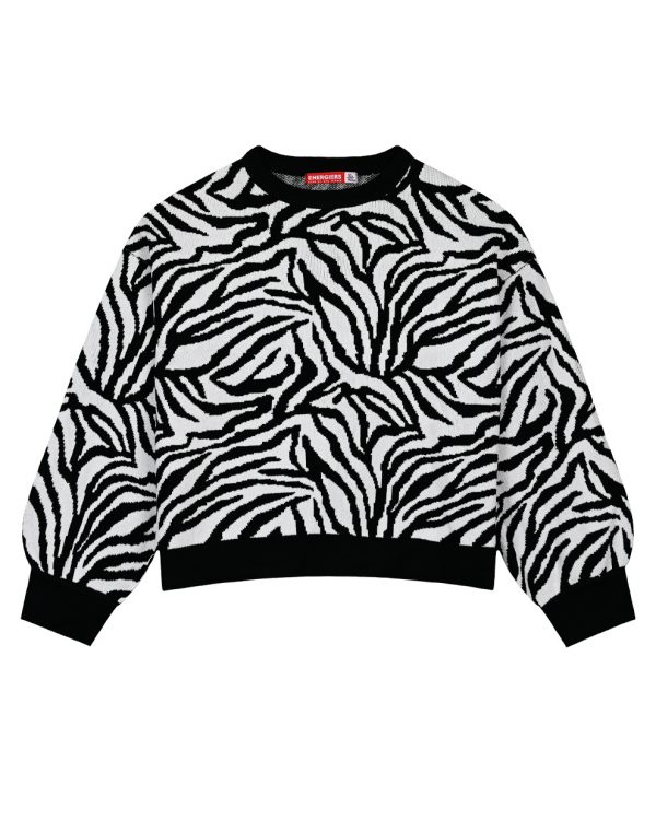 Girl΄s knit zebra animal print pullover