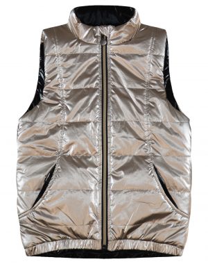 Girl΄s metallic double-faced puffer vest jacket