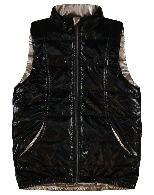 Girl΄s metallic double-faced puffer vest jacket