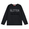 Girl΄s jersey blouse with glitter and velour print on the chest