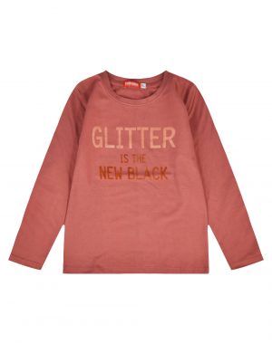 Girl΄s jersey blouse with glitter and velour print on the chest