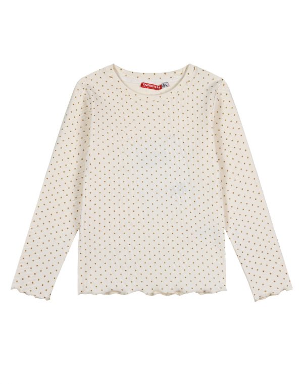 Girl΄s ribbed blouse with glitter polka dot print