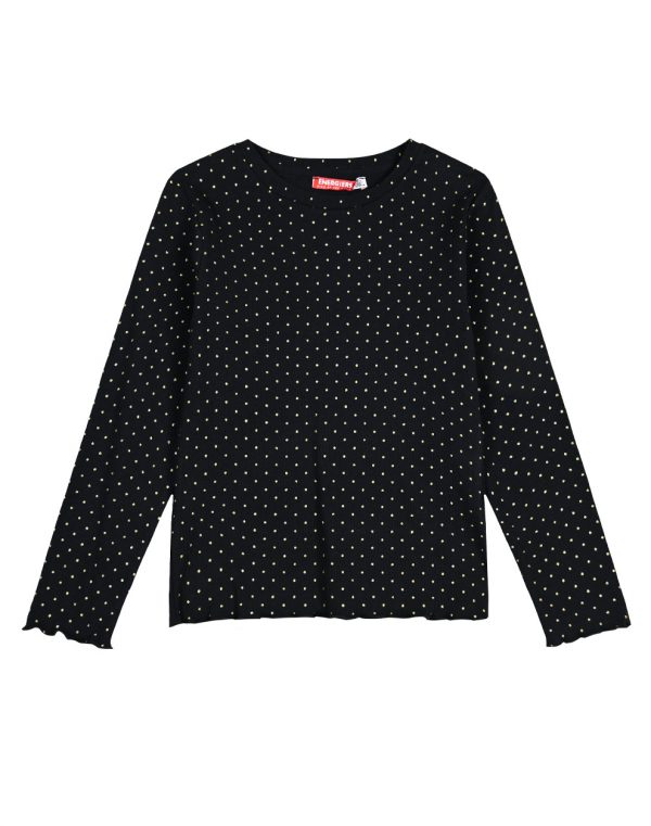 Girl΄s ribbed blouse with glitter polka dot print