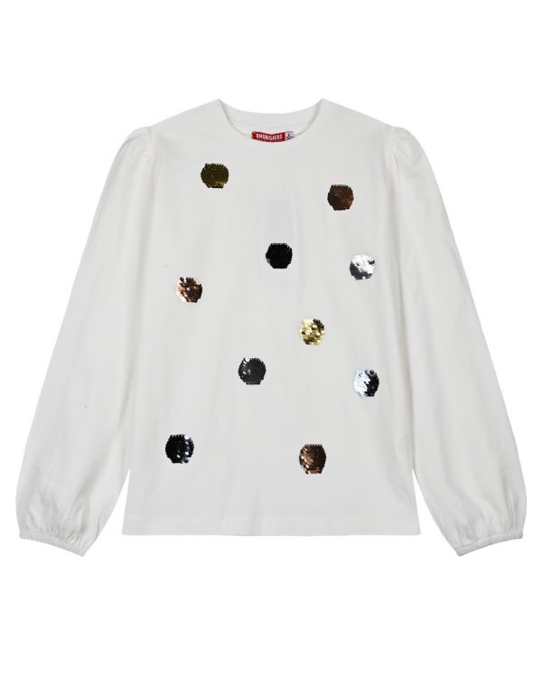 Girl΄s jersey blouse with reversile sequins