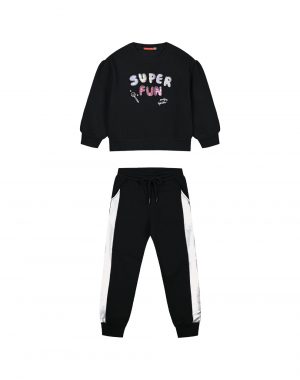 Girl΄s peached fleece set with reversible sequins