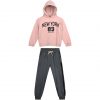 Girl΄s fleece set with hood, print, and sequins