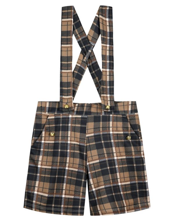 Girlg΄s checkered shorts with shoulder straps