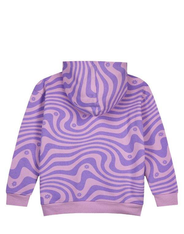 Girl΄s fleece blouse with hood and all over print