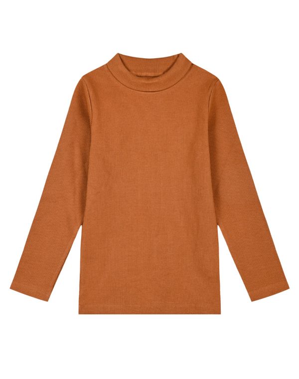 Girl΄s ribbed solid colour turtleneck