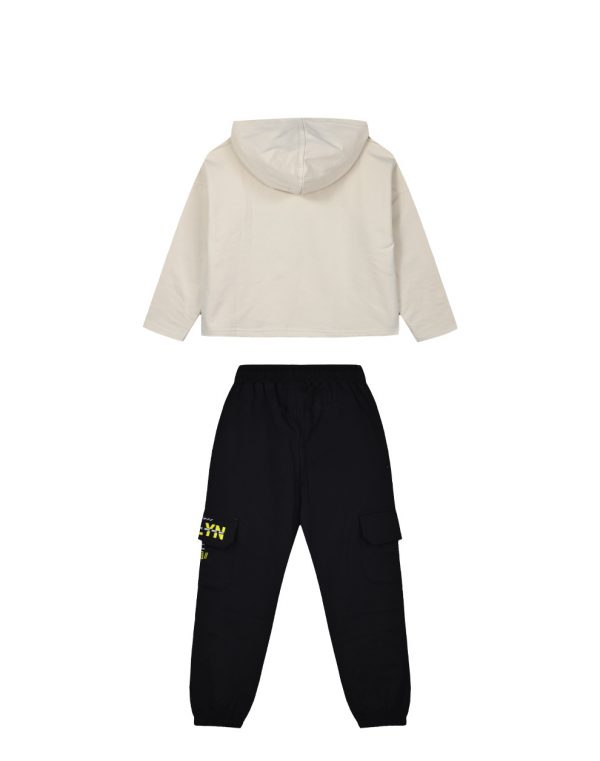 Girl΄s unbrushed fleece set with blouse and cargo sweatpants