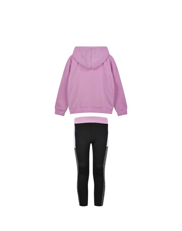 Girl΄s set fleece blouse with hood with long leggings with pockets