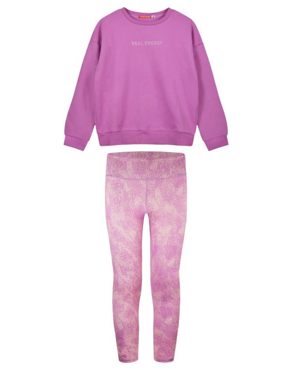 Girl΄s set fleece blouse with print with long leggings