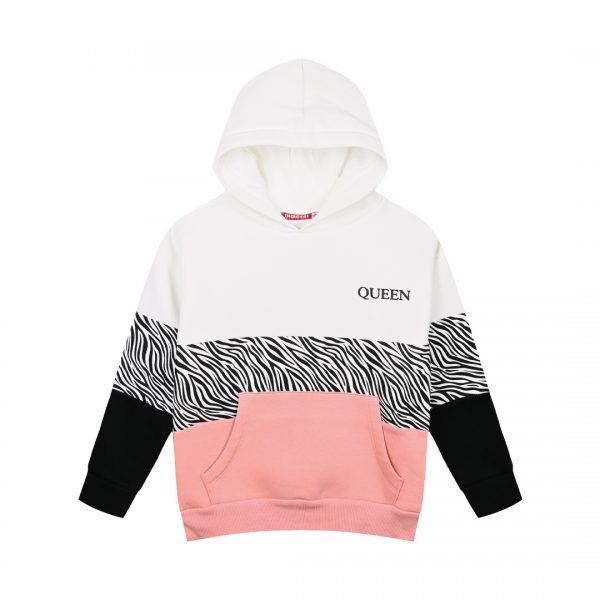 Fleece hoodie with print