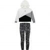 Girl΄s tricolour fleece blouse with hood and long leggings