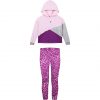 Girl΄s tricolour fleece blouse with hood and long leggings