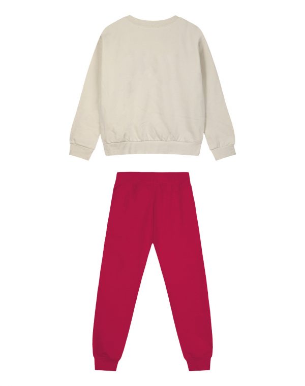 Girl΄s fleece set with blouse with print and sweatpants with elastic waistband, Eco Friendly