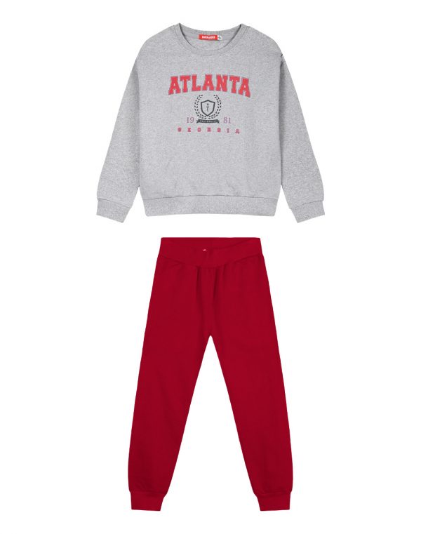 Girl΄s fleece set with blouse with print and sweatpants with elastic waistband, Eco Friendly