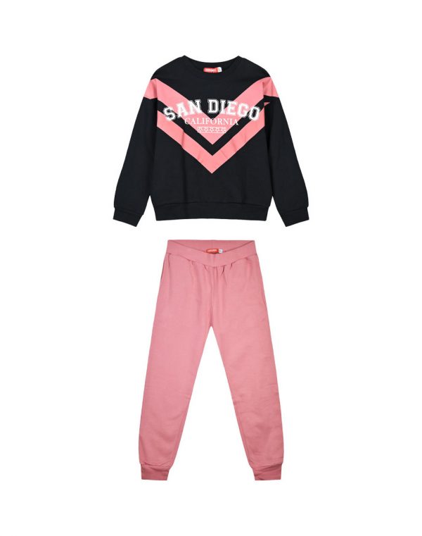 Girl΄s fleece set with blouse with print and sweatpants with elastic waistband ,Eco Friendly