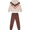 Girl΄s fleece set with blouse with print and sweatpants with elastic waistband ,Eco Friendly