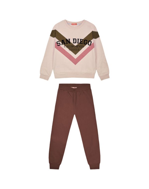 Girl΄s fleece set with blouse with print and sweatpants with elastic waistband ,Eco Friendly