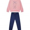 Girl΄s fleece set with blouse with print and sweatpants with elastic waistband, Eco Friendly