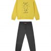 Girl΄s fleece set with blouse with print and sweatpants with elastic waistband, Eco Friendly