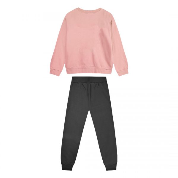 Girl΄s fleece set with blouse with print and sweatpants with elastic waistband