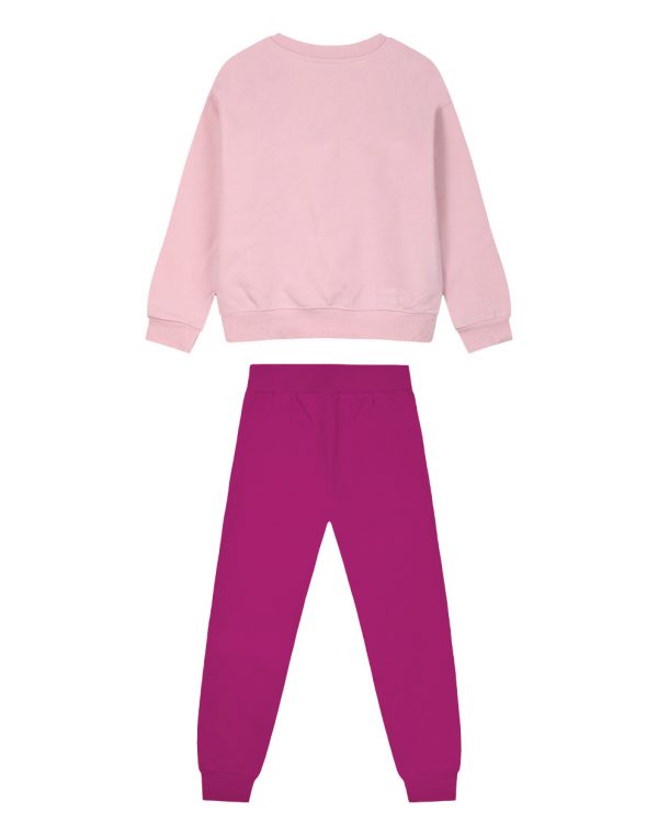 Girl΄s fleece set with blouse with print and sweatpants with elastic waistband