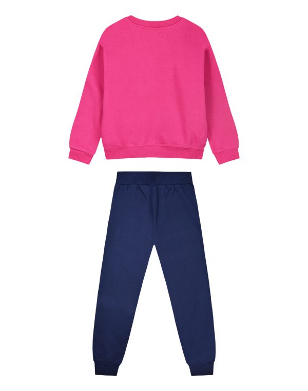 Girl΄s fleece set with blouse with print and sweatpants with elastic waistband