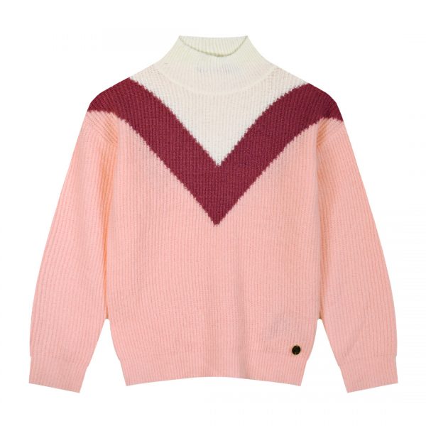 Knit tricoloured turtleneck for girls